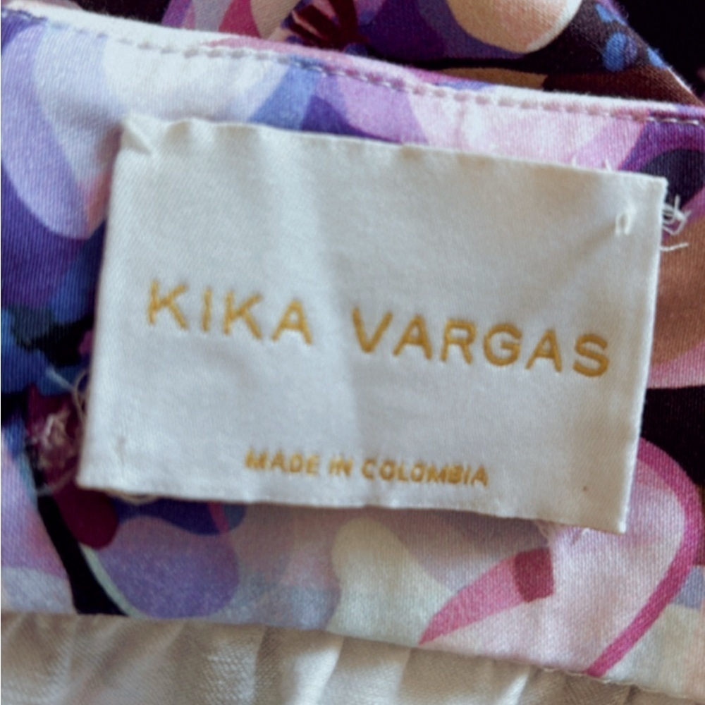 Kika Vargas Cicely Flutter Sleeve Ruffle Purple Watercolor Floral Maxi Dress - Picture 6 of 8